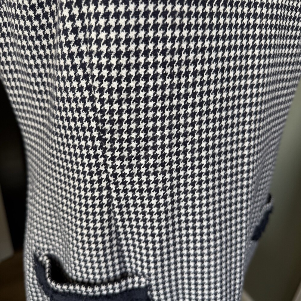 Talbots Houndstooth Sheath Dress Size 6 Navy Trim Pockets - Picture 6 of 13